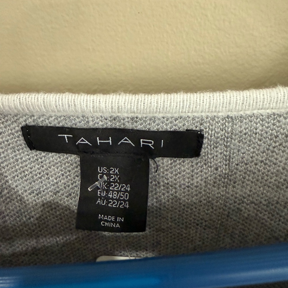 Grid Pattern Sweater In Light Gray Oversized Xs - image 6